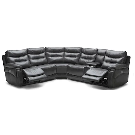 Casual Power Reclining Four Seat Sectional with Three Power Headrests and USB Charging Ports